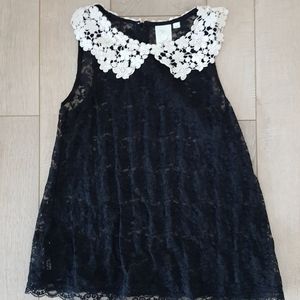 Lace Peter Pan Collar Sleeveless Shirt
